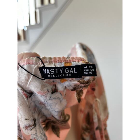 NWT Nasty Gal Pink Floral Satin Cowl Neck Slip Dress - Picture 6 of 8